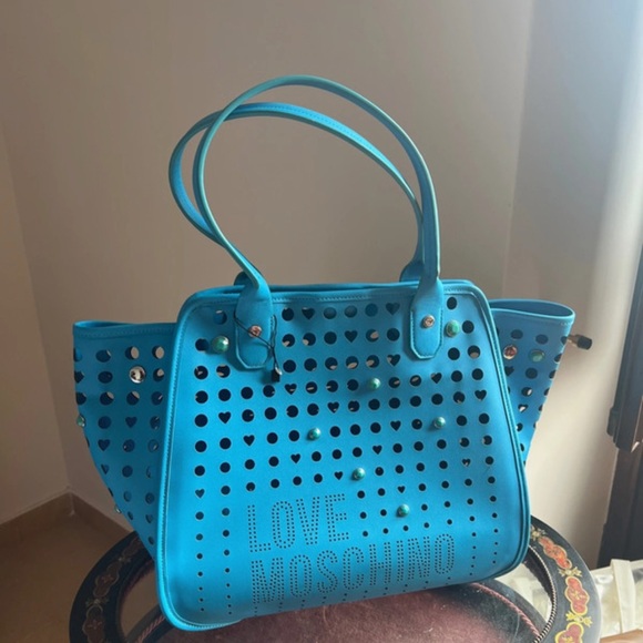 Love Moschino Handbags - Love Moschino Vibrant Blue Heart Tote